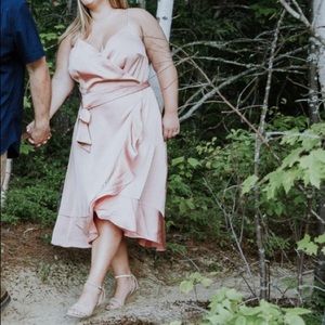 Plus size silky pink dress